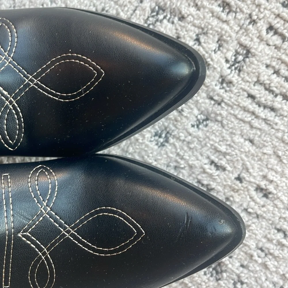 Steve Madden Lasso Black Women's Tall Western Boot with Embroidered Detail